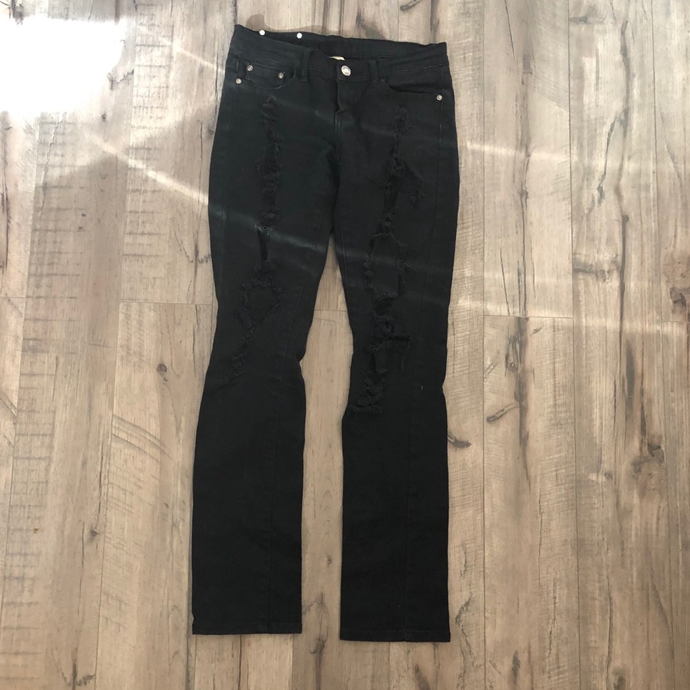 Red Rivet Distressed Black Jeans